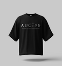 Black t-shirt with 'ARCTYK' logo and text on a gray background